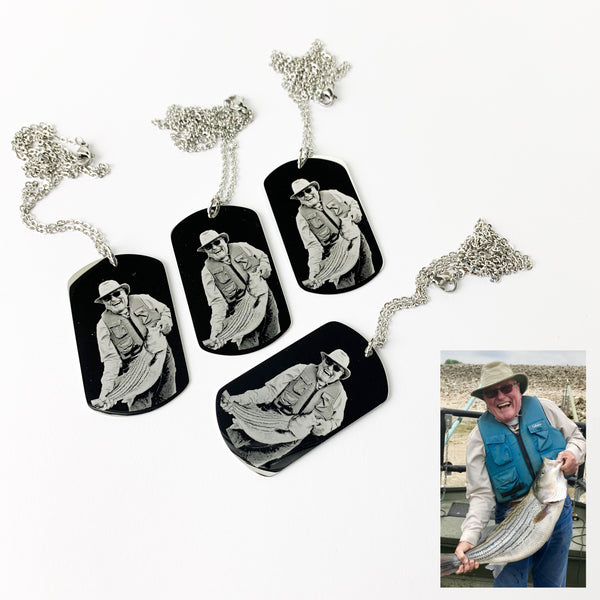 Photo Engraved Necklace - 4 Pack