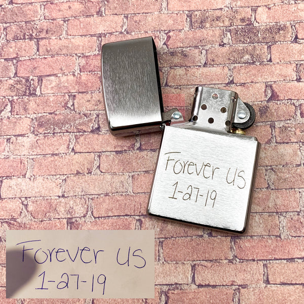 Handwritten Zippo Brushed Chrome Pocket Lighter