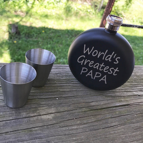 Round Engraved Flask
