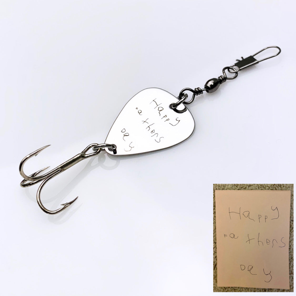 engraved fishing lure necklace Sterling Silver Fish Hook Pendant Hand with Hawaiian Scroll Design allowing for customization with the name or initials of the departed loved one I Love You More Than